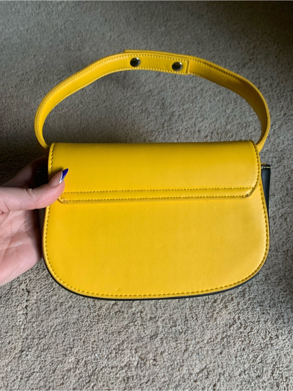 Yellow LOGO Crossbody Shoulder Bag with Accent Hardware - Picture 3 of 6